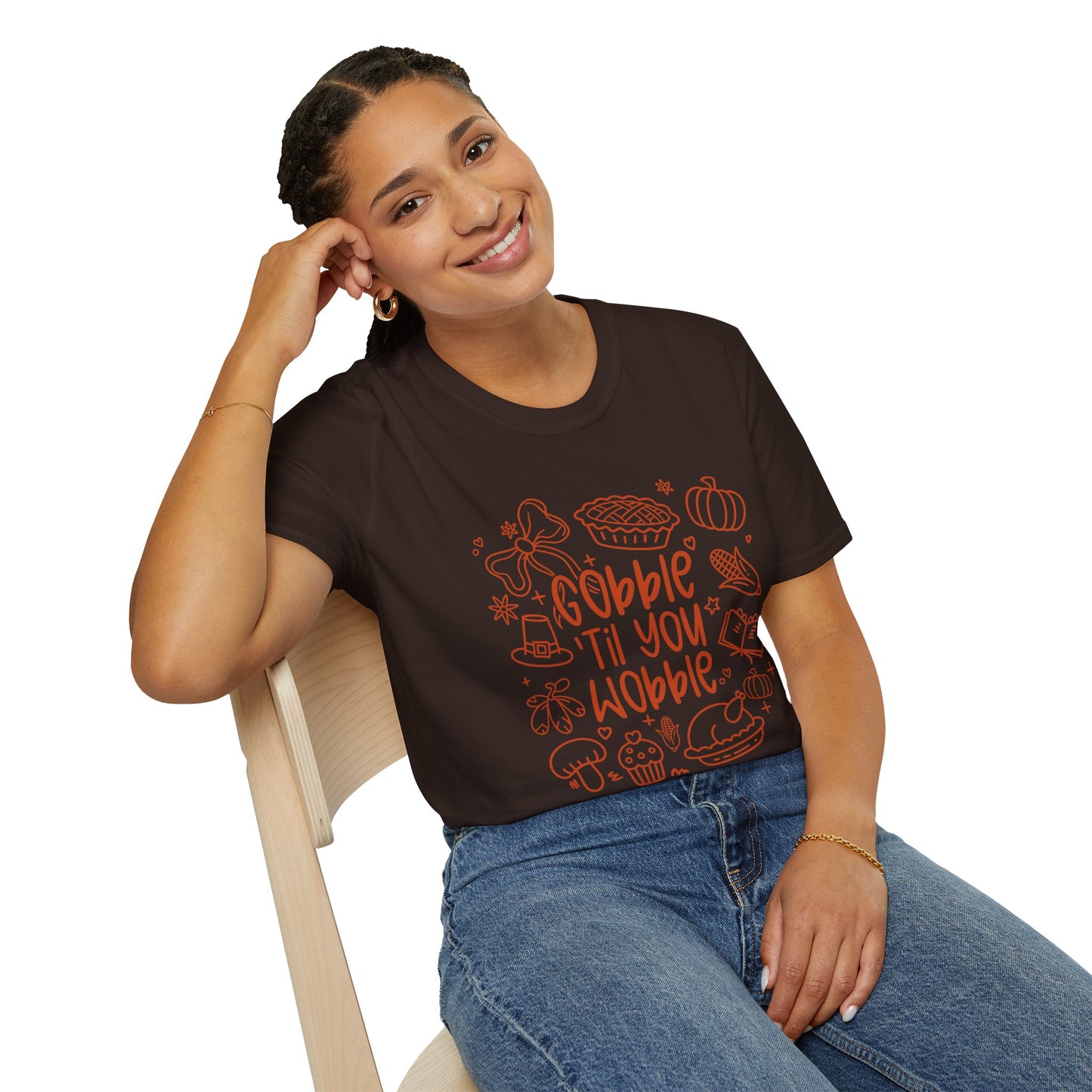 Thanksgiving Fun Unisex T-Shirt, Holiday Apparel, Funny Graphic Tee, Fall Clothing, Gobble 'Til You Wobble Shirt
