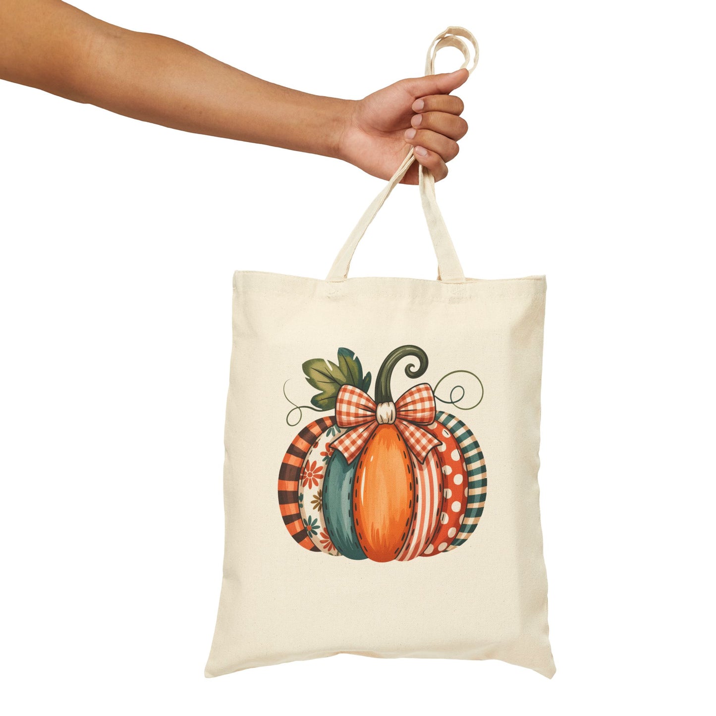 Harvest Pumpkin Cotton Canvas Tote Bag | Autumn Shopping Bag, Fall Decor, Eco-Friendly Gift, Thanksgiving Tote