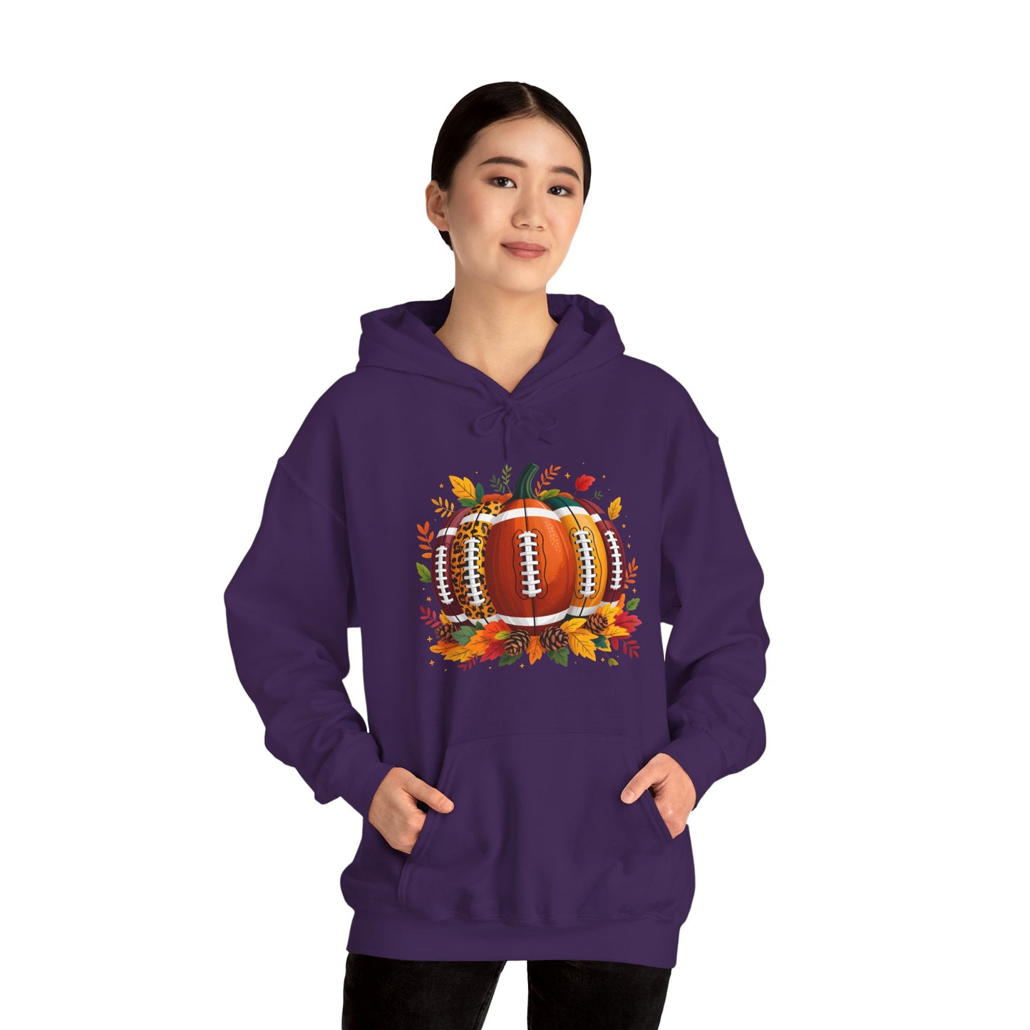 Fall Pumpkin Football Hoodie, Unisex Sweatshirt for Sports Lovers, Autumn Gift, Halloween Apparel, Cozy Casual Wear