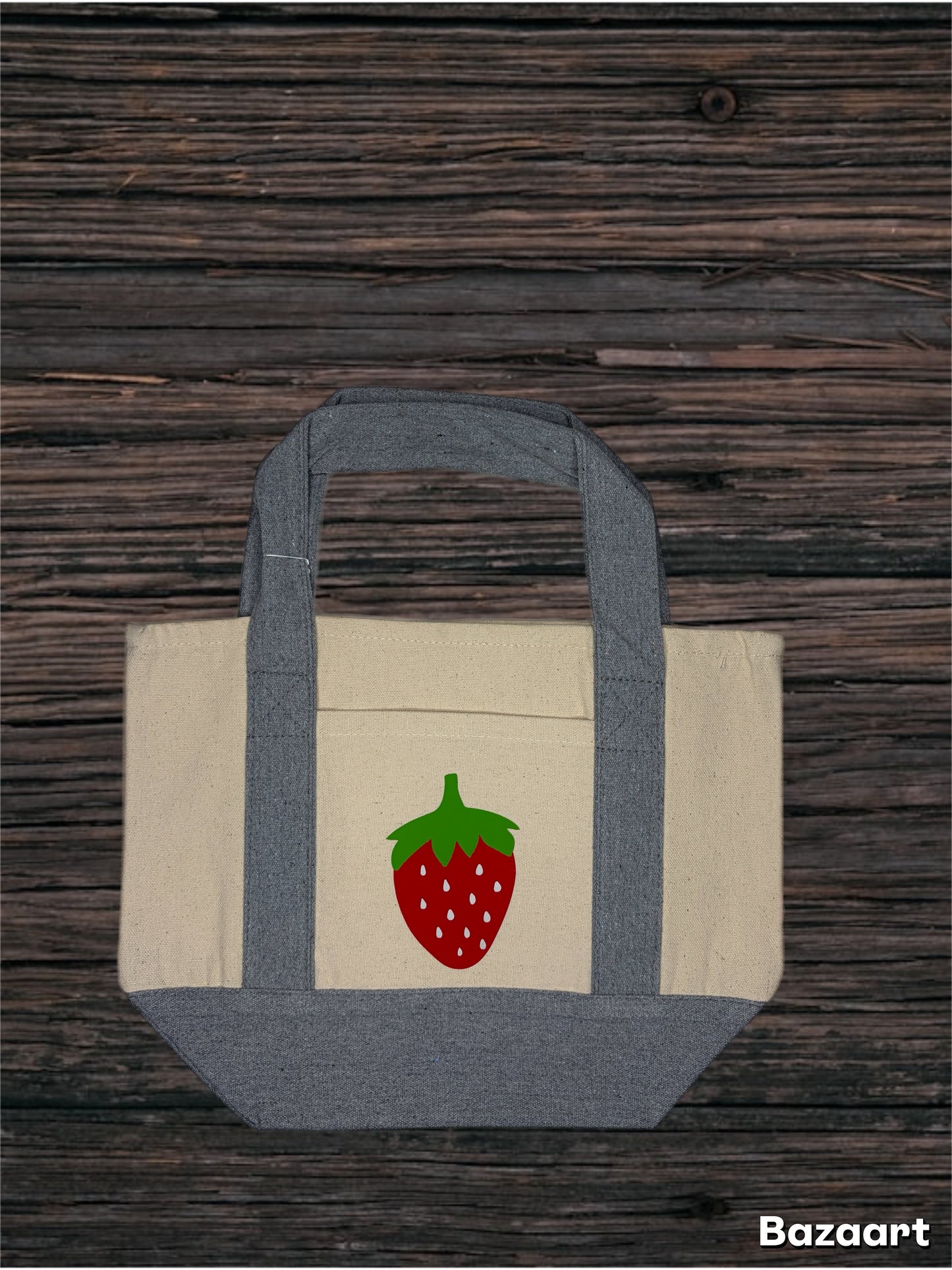 Small Market Tote Bag with Strawberry