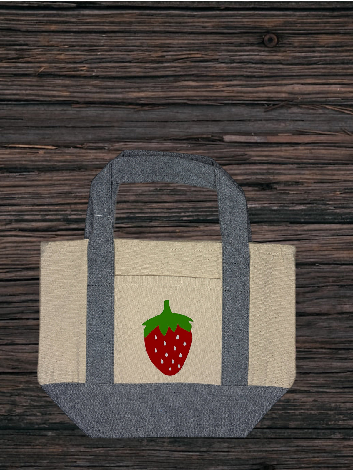 Small Market Tote Bag with Strawberry