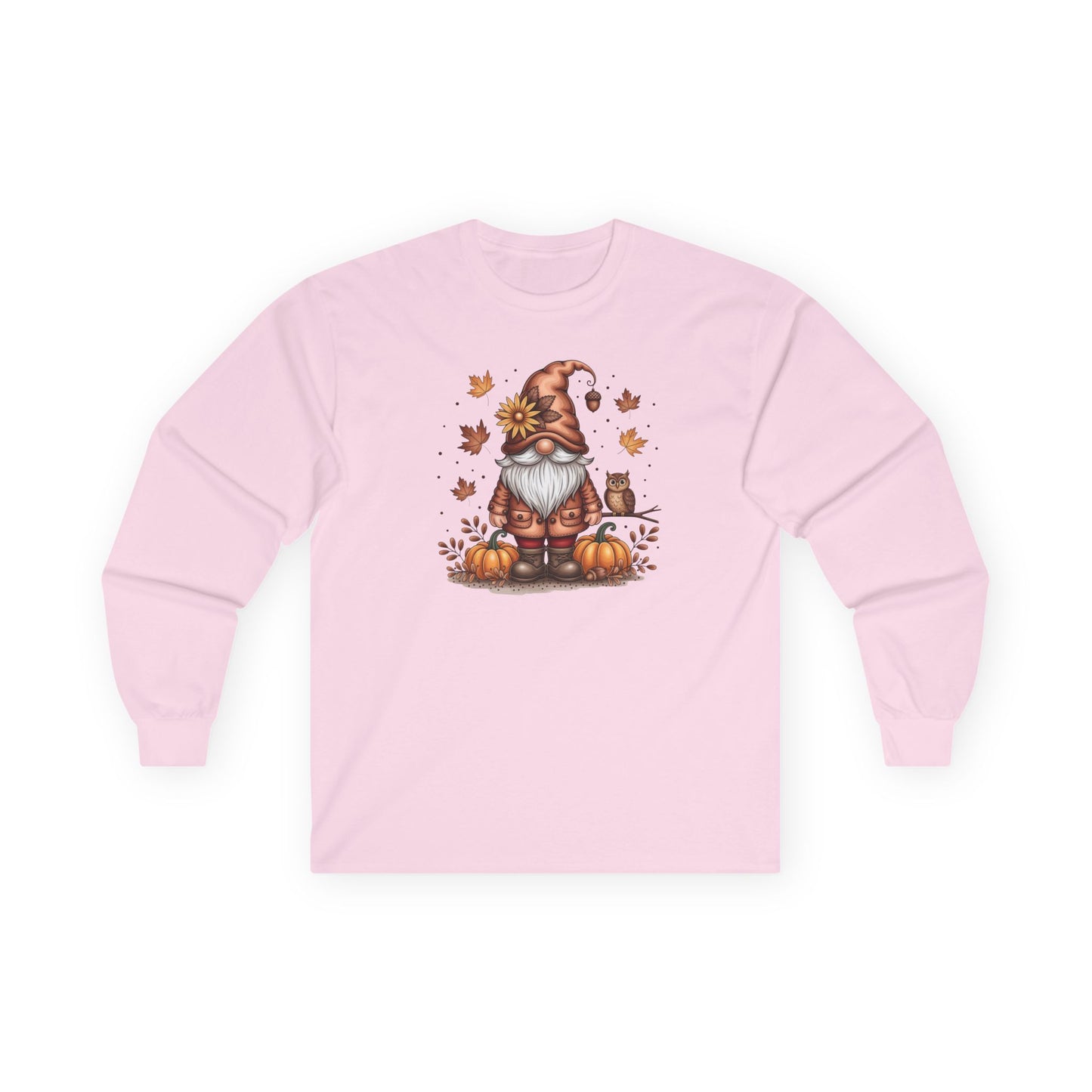 Autumn Gnome Long Sleeve Tee, Cozy Fall Shirt, Pumpkin Decorating Gift, Harvest Season Apparel, Thanksgiving Outfit, Unisex Casual Wear