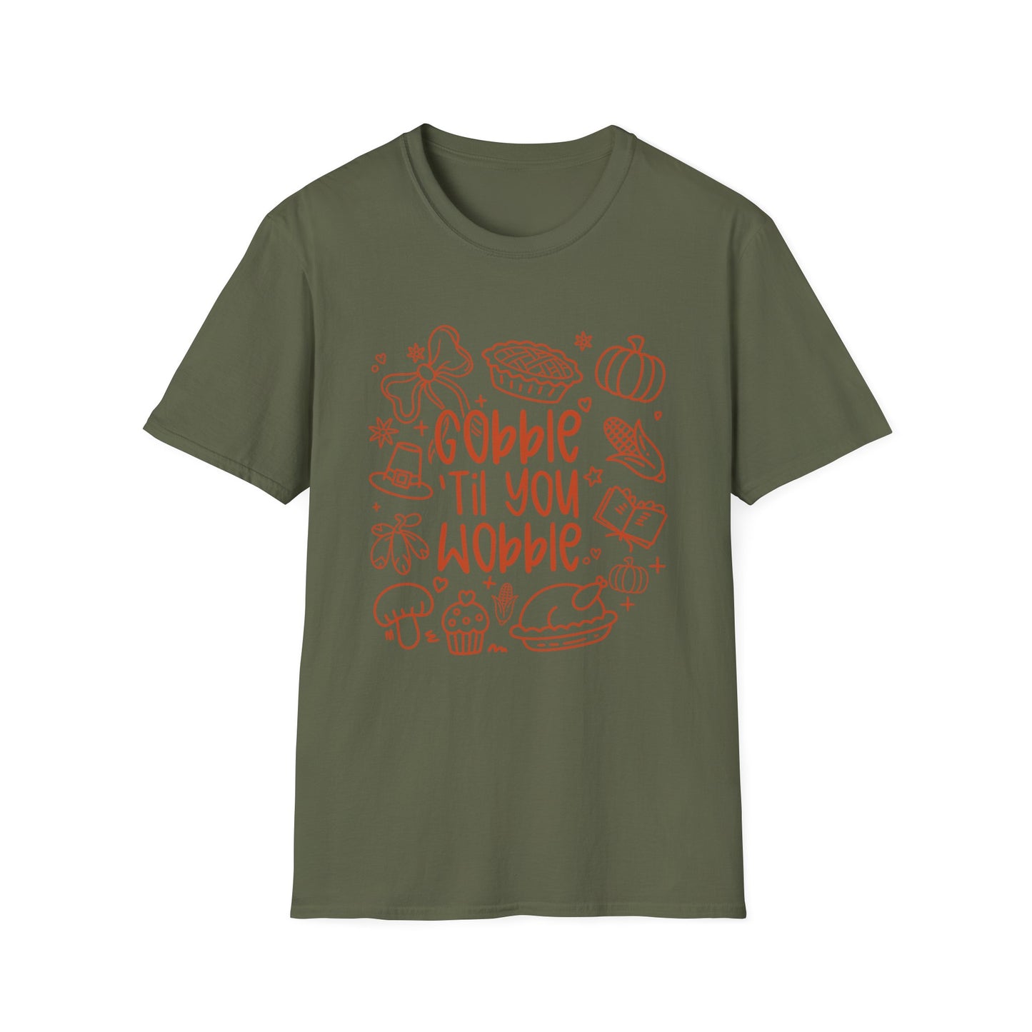 Thanksgiving Fun Unisex T-Shirt, Holiday Apparel, Funny Graphic Tee, Fall Clothing, Gobble 'Til You Wobble Shirt