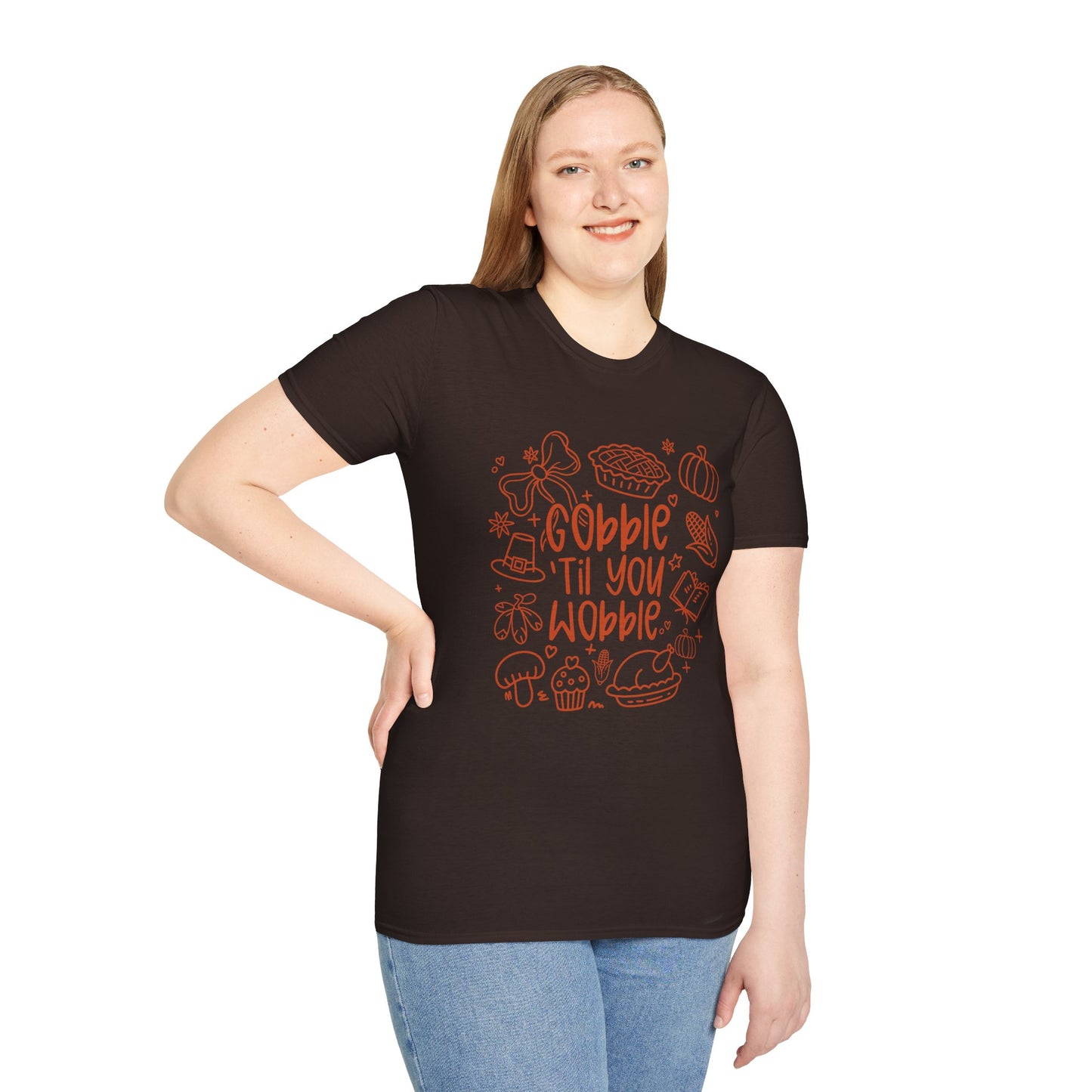 Thanksgiving Fun Unisex T-Shirt, Holiday Apparel, Funny Graphic Tee, Fall Clothing, Gobble 'Til You Wobble Shirt