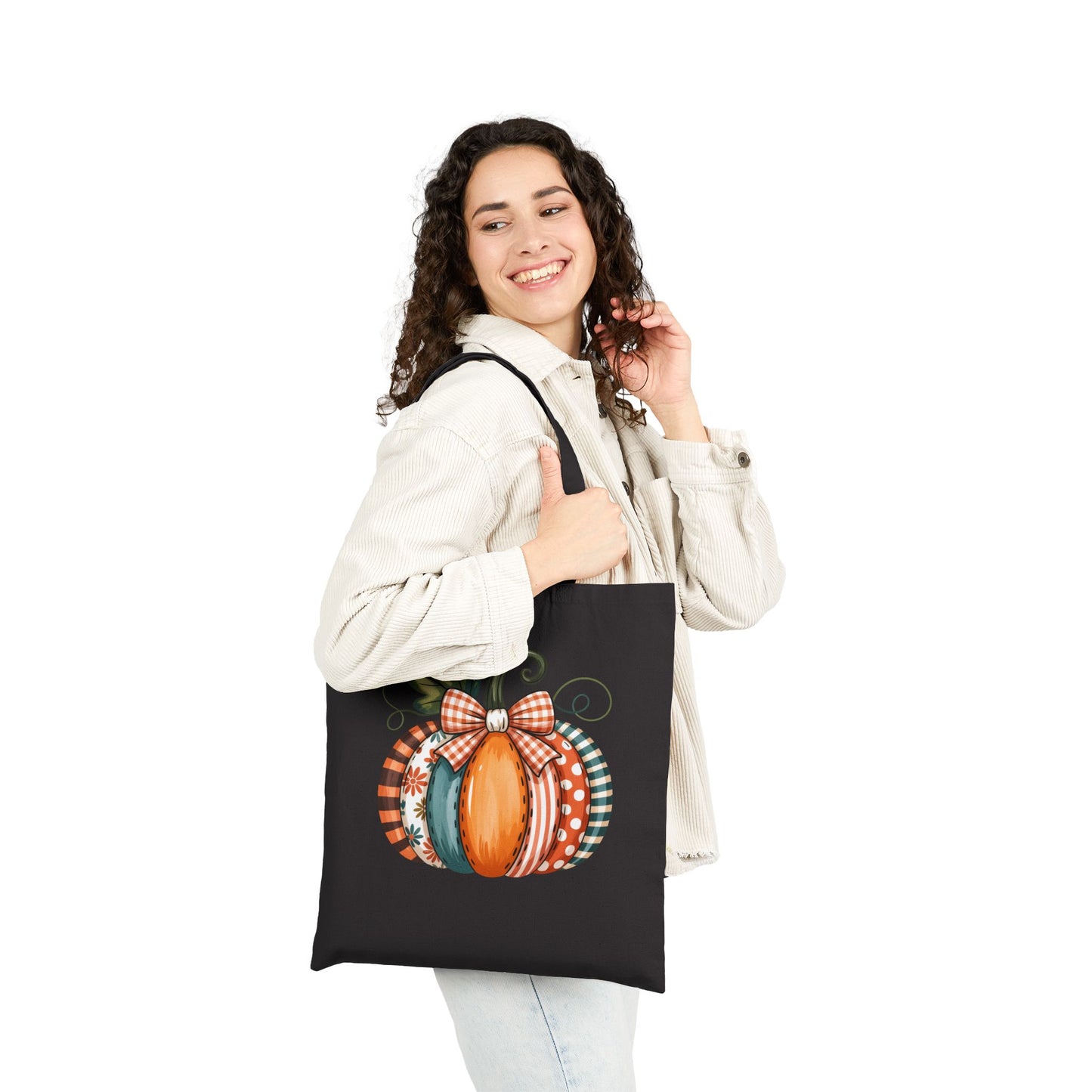 Harvest Pumpkin Cotton Canvas Tote Bag | Autumn Shopping Bag, Fall Decor, Eco-Friendly Gift, Thanksgiving Tote