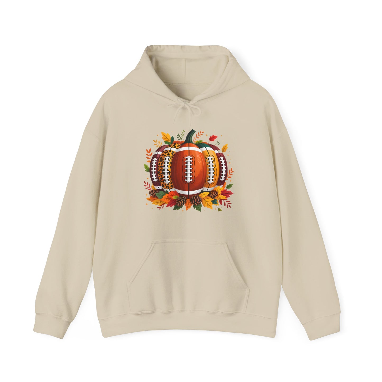 Fall Pumpkin Football Hoodie, Unisex Sweatshirt for Sports Lovers, Autumn Gift, Halloween Apparel, Cozy Casual Wear
