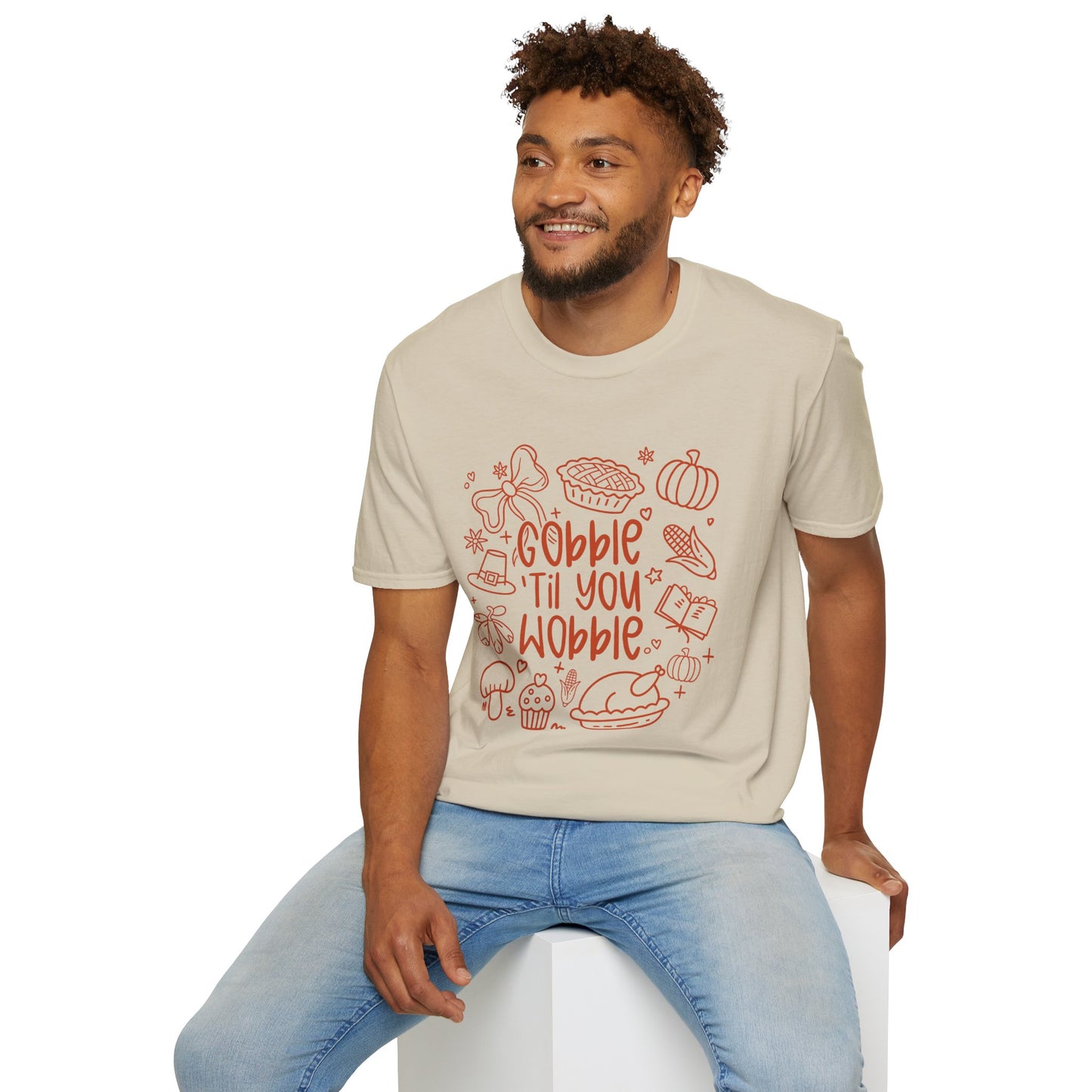 Thanksgiving Fun Unisex T-Shirt, Holiday Apparel, Funny Graphic Tee, Fall Clothing, Gobble 'Til You Wobble Shirt