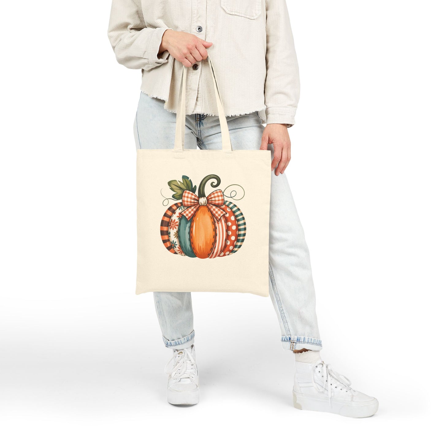 Harvest Pumpkin Cotton Canvas Tote Bag | Autumn Shopping Bag, Fall Decor, Eco-Friendly Gift, Thanksgiving Tote