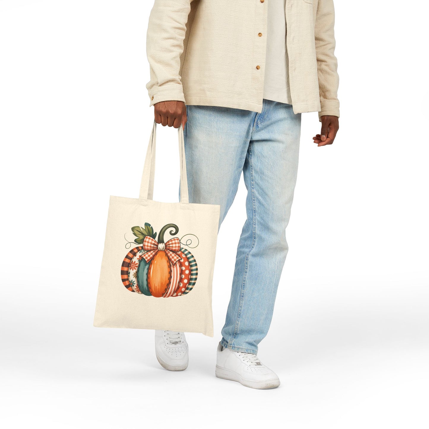 Harvest Pumpkin Cotton Canvas Tote Bag | Autumn Shopping Bag, Fall Decor, Eco-Friendly Gift, Thanksgiving Tote