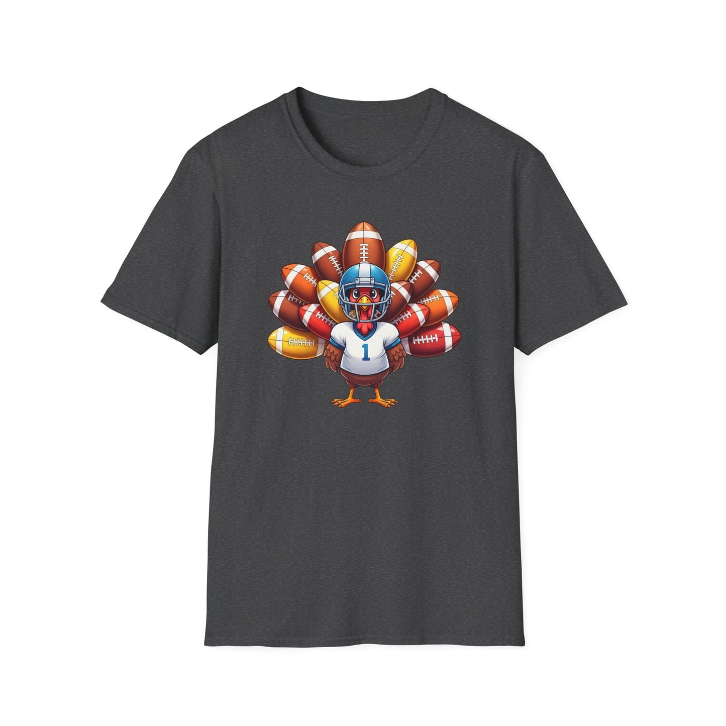 Thanksgiving Football Turkey T-Shirt, Unisex Softstyle Tee, Fall Holiday Apparel, Family Gathering Shirt, Thanksgiving Outfit, Sports [...]