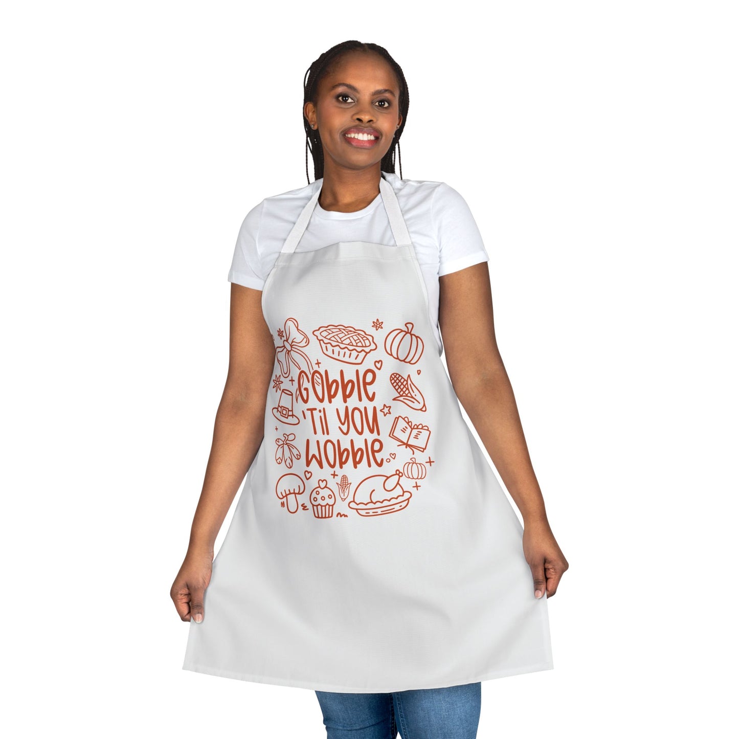 Thanksgiving Apron - "Gobble 'Til You Wobble" - Cooking Gift, Kitchen Decor, Holiday Apparel, Chef Accessory, Family Gathering