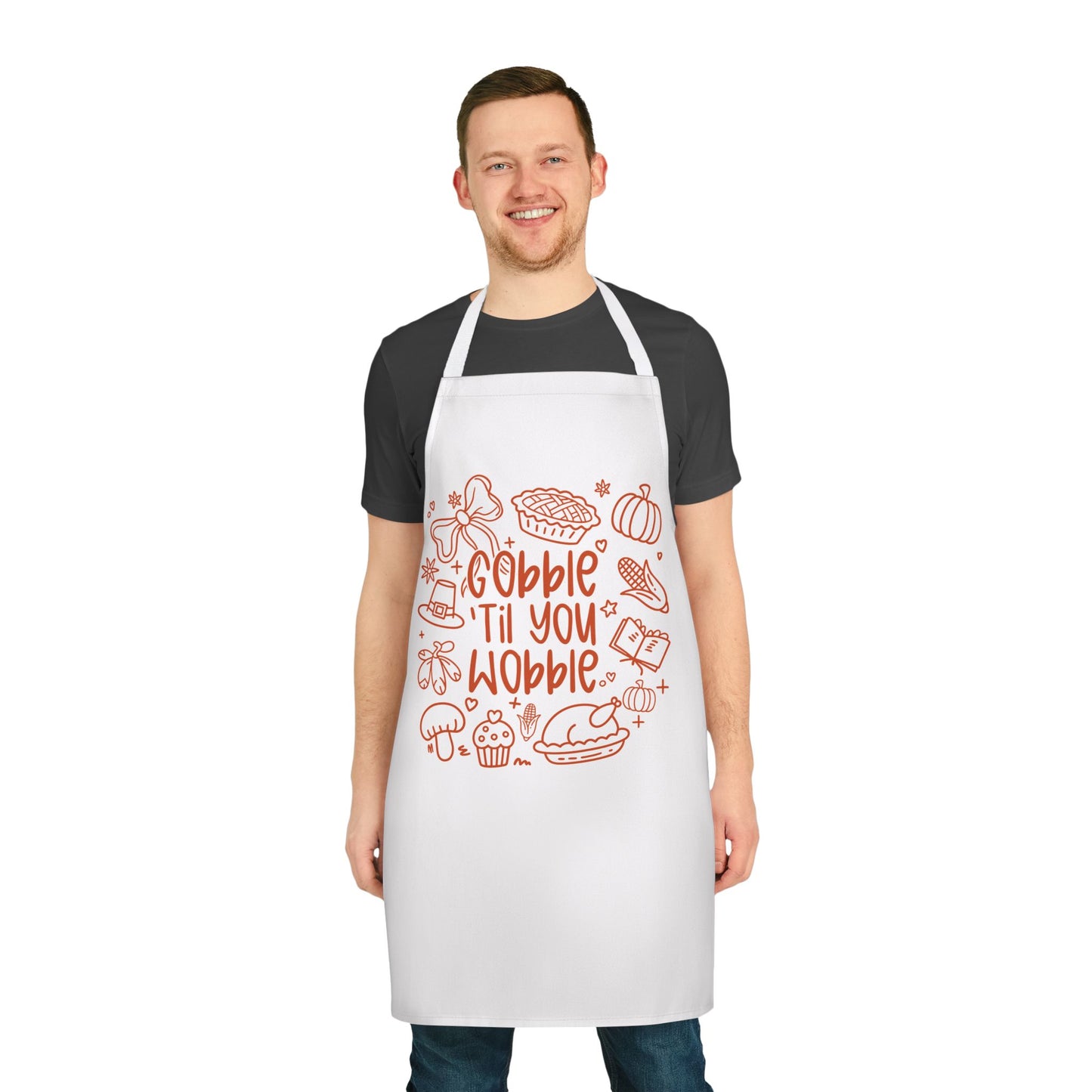 Thanksgiving Apron - "Gobble 'Til You Wobble" - Cooking Gift, Kitchen Decor, Holiday Apparel, Chef Accessory, Family Gathering