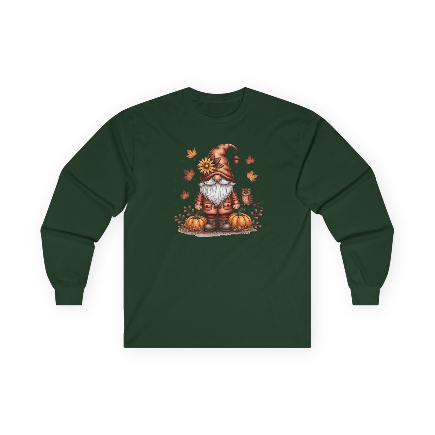 Autumn Gnome Long Sleeve Tee, Cozy Fall Shirt, Pumpkin Decorating Gift, Harvest Season Apparel, Thanksgiving Outfit, Unisex Casual Wear