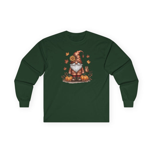 Autumn Gnome Long Sleeve Tee, Cozy Fall Shirt, Pumpkin Decorating Gift, Harvest Season Apparel, Thanksgiving Outfit, Unisex Casual Wear