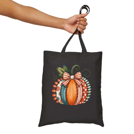Harvest Pumpkin Cotton Canvas Tote Bag | Autumn Shopping Bag, Fall Decor, Eco-Friendly Gift, Thanksgiving Tote