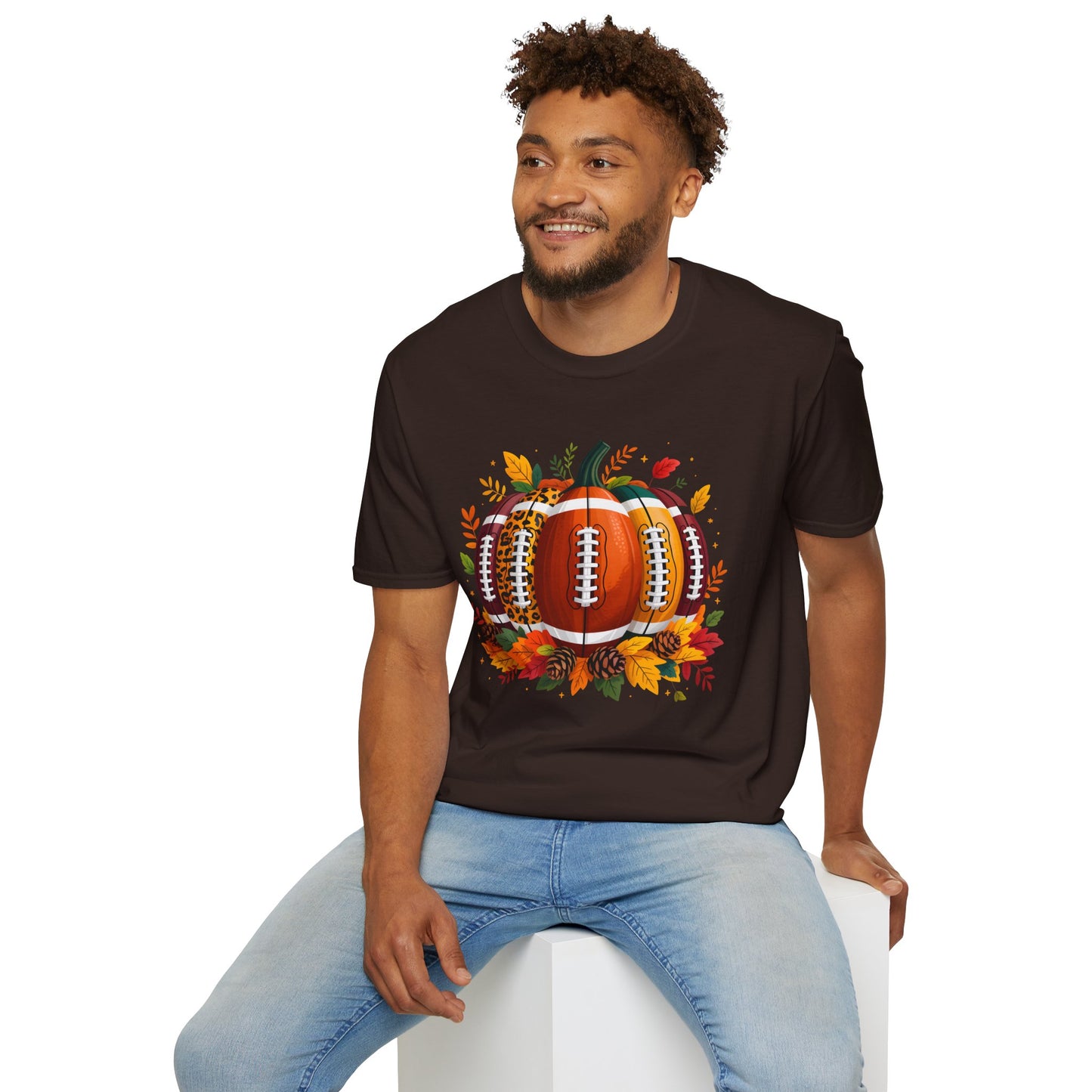 Fall Football Pumpkin T-Shirt, Autumn Apparel, Unisex Tee, Halloween Gift, Cozy Style Shirt