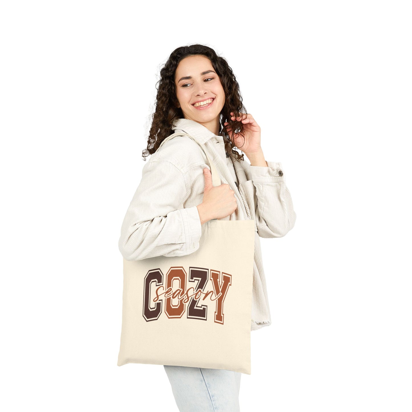 Cozy Season Cotton Canvas Tote Bag, Perfect for Fall, Eco-Friendly Shopping, Reusable Gift, Autumn Vibes, Tote for Books, Groceries