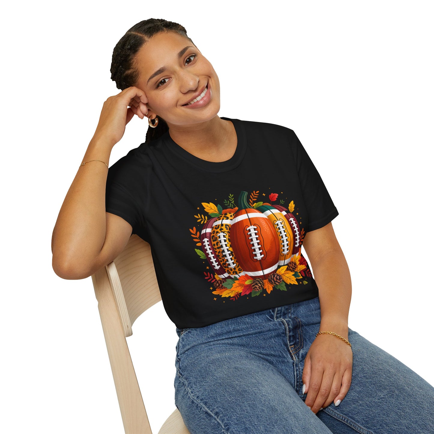 Fall Football Pumpkin T-Shirt, Autumn Apparel, Unisex Tee, Halloween Gift, Cozy Style Shirt