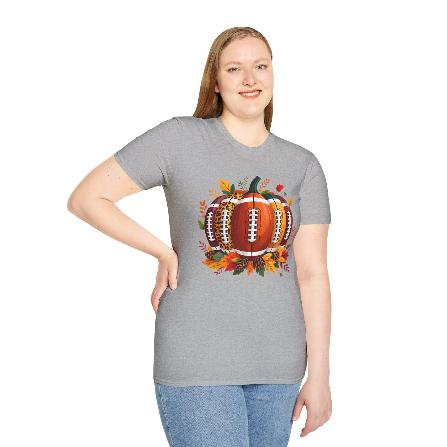 Fall Football Pumpkin T-Shirt, Autumn Apparel, Unisex Tee, Halloween Gift, Cozy Style Shirt