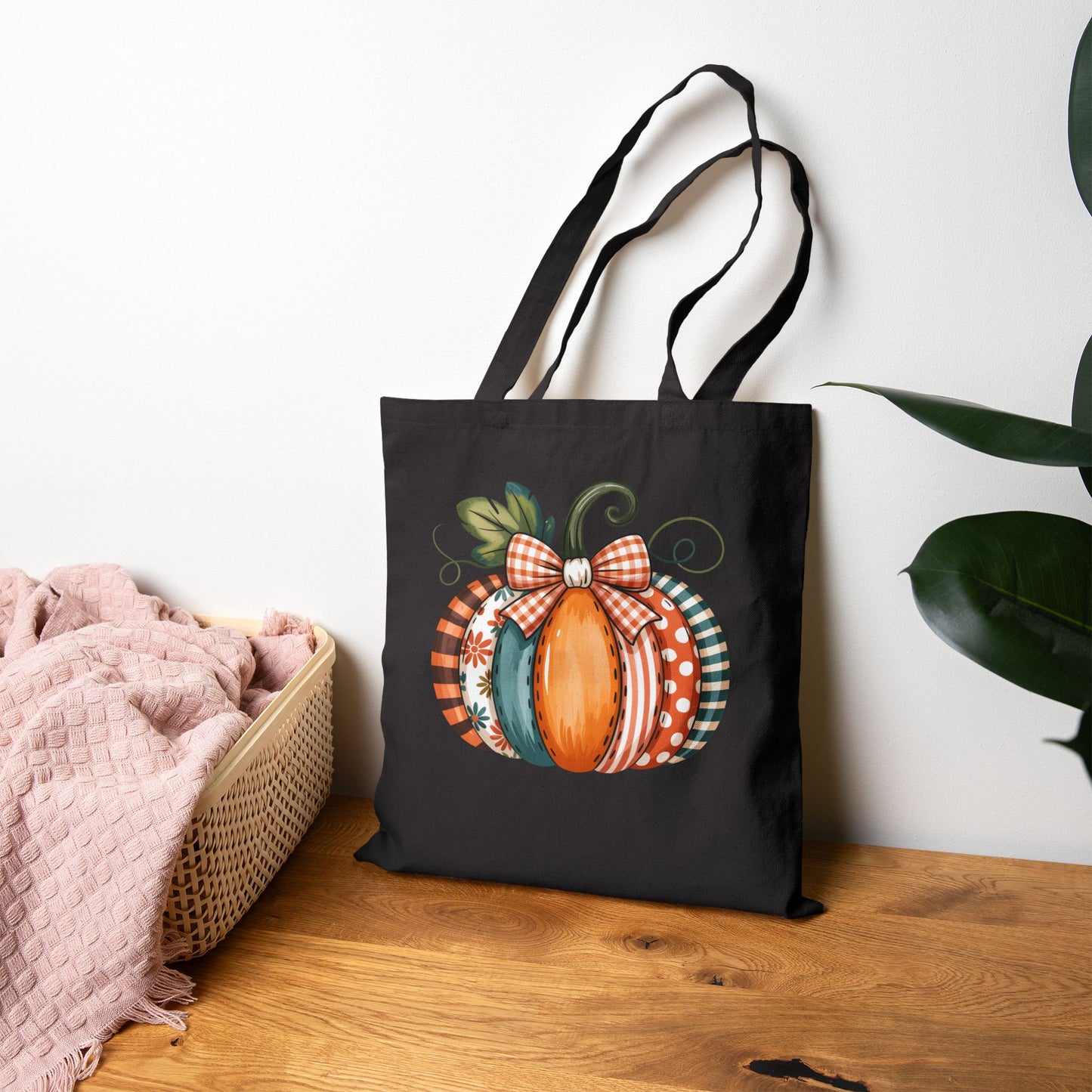 Harvest Pumpkin Cotton Canvas Tote Bag | Autumn Shopping Bag, Fall Decor, Eco-Friendly Gift, Thanksgiving Tote