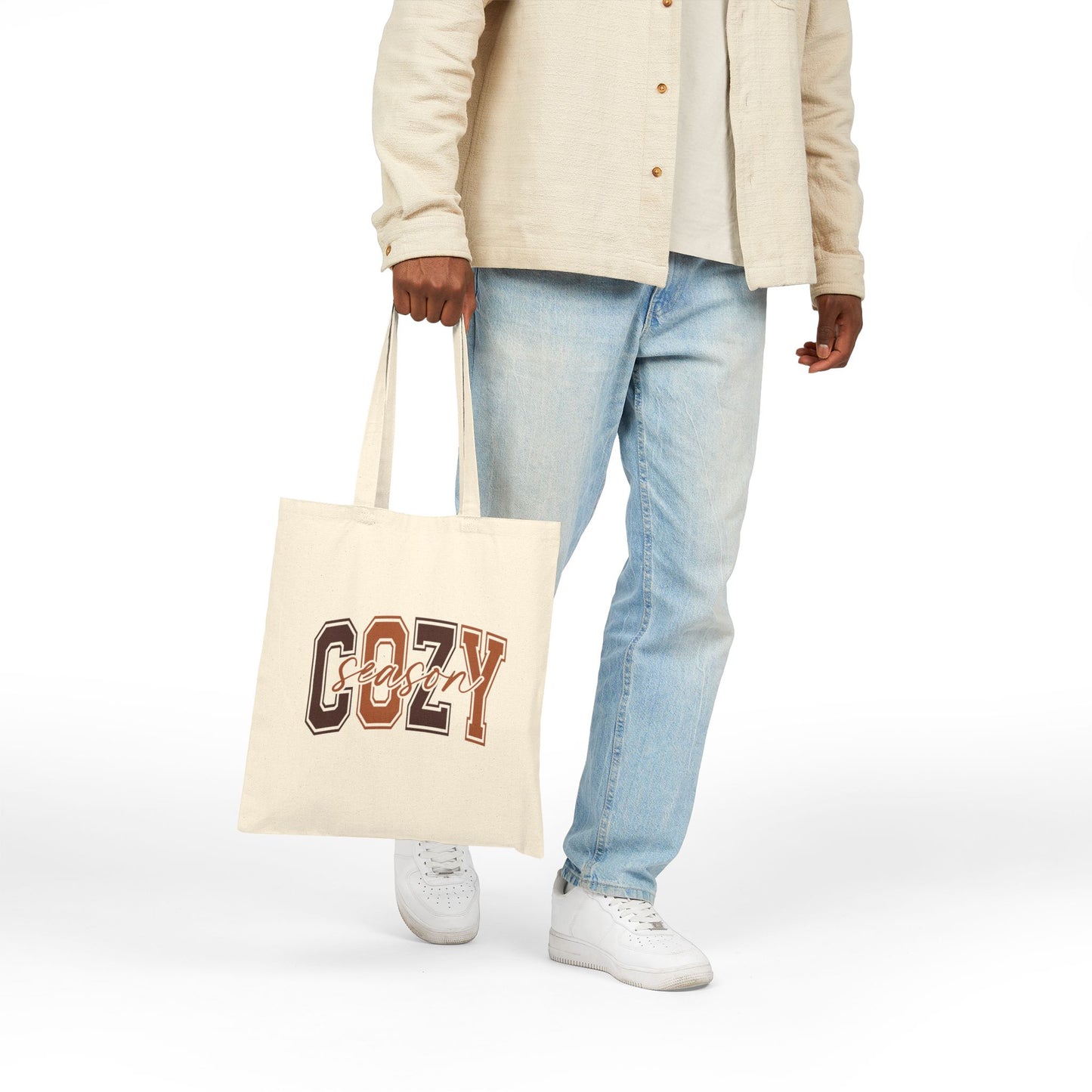 Cozy Season Cotton Canvas Tote Bag, Perfect for Fall, Eco-Friendly Shopping, Reusable Gift, Autumn Vibes, Tote for Books, Groceries