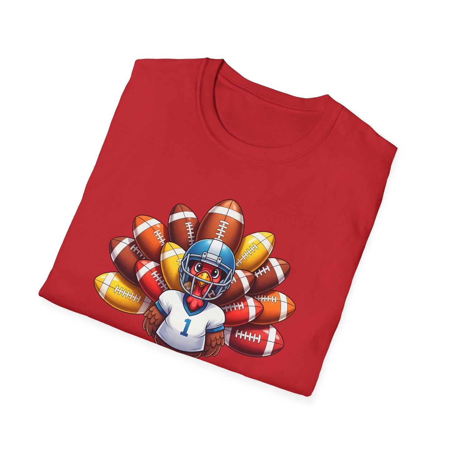 Thanksgiving Football Turkey T-Shirt, Unisex Softstyle Tee, Fall Holiday Apparel, Family Gathering Shirt, Thanksgiving Outfit, Sports [...]