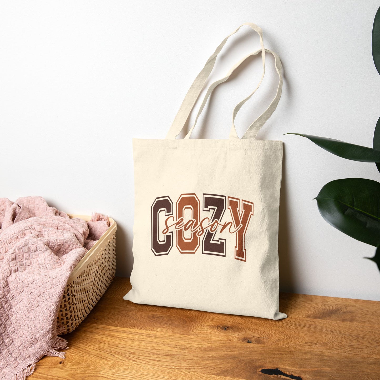 Cozy Season Cotton Canvas Tote Bag, Perfect for Fall, Eco-Friendly Shopping, Reusable Gift, Autumn Vibes, Tote for Books, Groceries