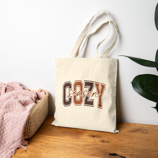 Cozy Season Cotton Canvas Tote Bag, Perfect for Fall, Eco-Friendly Shopping, Reusable Gift, Autumn Vibes, Tote for Books, Groceries