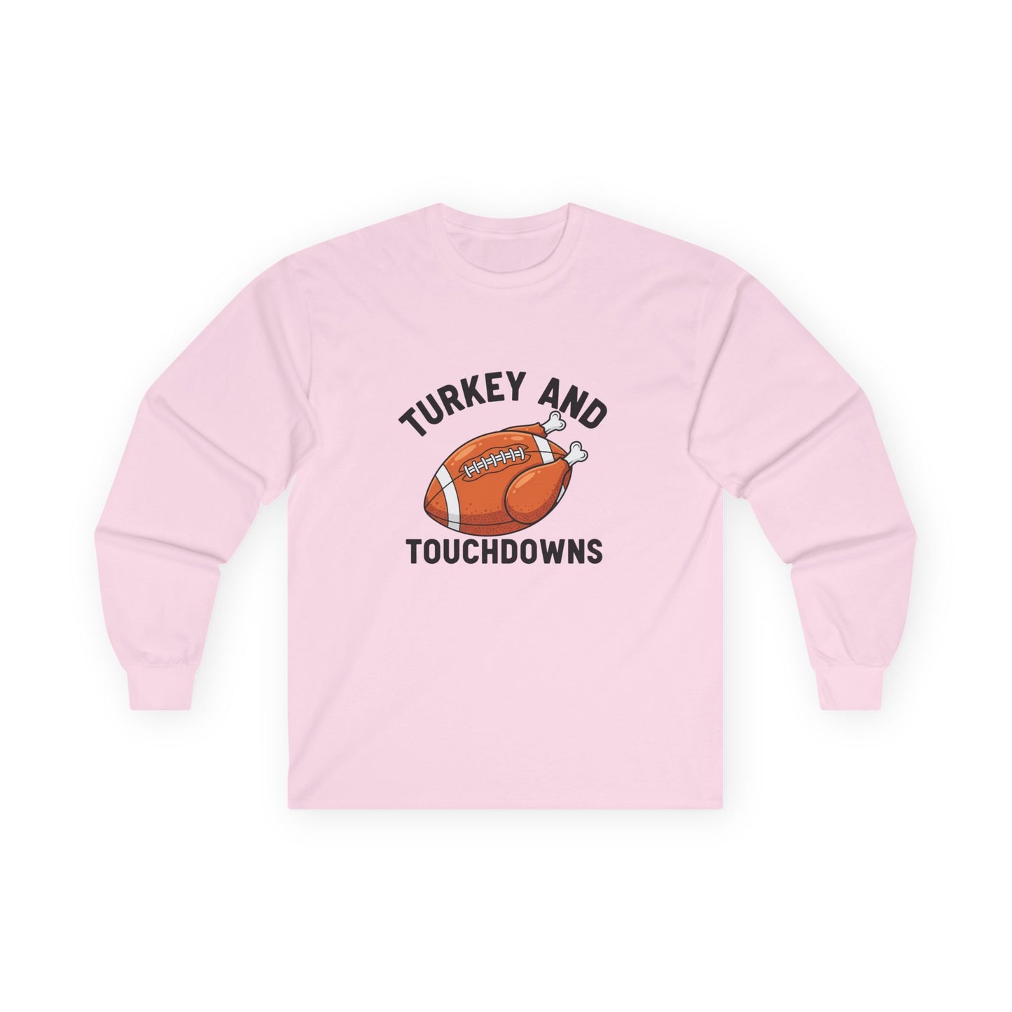 Thanksgiving Football Long Sleeve Tee - Turkey and Touchdowns, Unisex Tee, Fall Apparel, Game Day Shirt, Thanksgiving Gift
