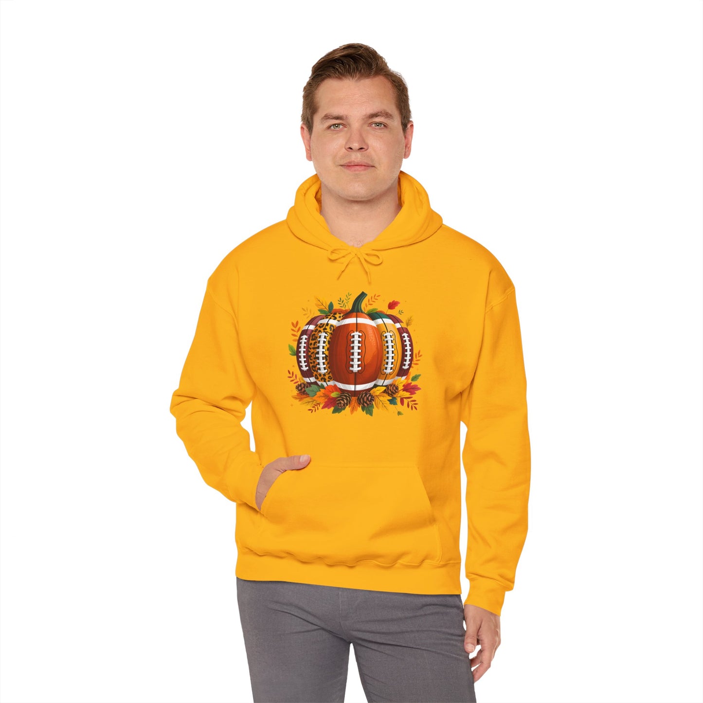 Fall Pumpkin Football Hoodie, Unisex Sweatshirt for Sports Lovers, Autumn Gift, Halloween Apparel, Cozy Casual Wear