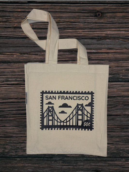 San Francisco Postage Stamp Canvas Accessory Tote Bag