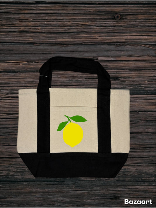 Small Market Tote Bag with Lemon