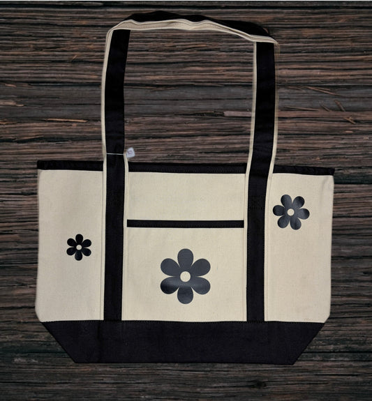 Large Market Tote Bag w/Floral Print