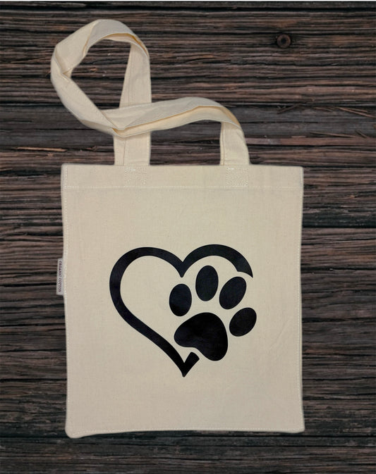 Paw & Heart Canvas Tote Bag