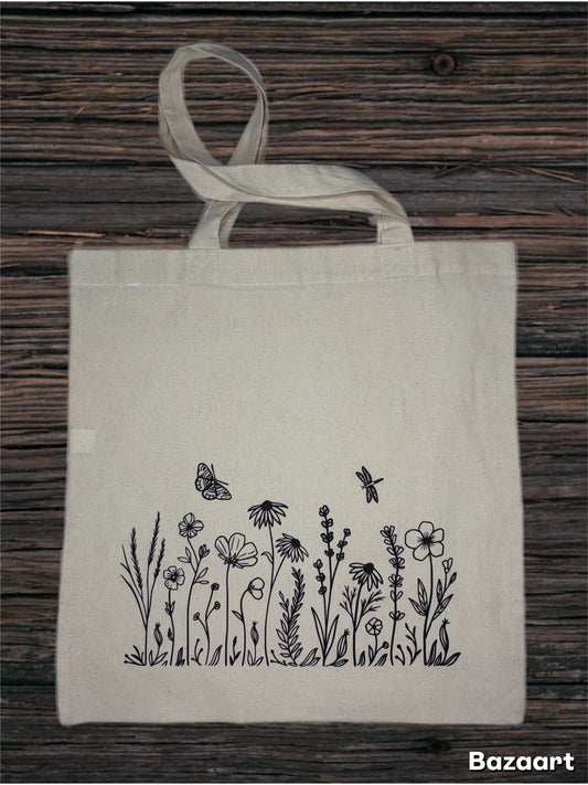 Wildflower Canvas Tote Bag