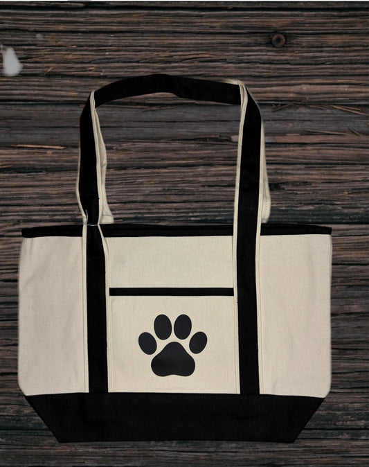 Large Market Tote Bag w/Paw Print