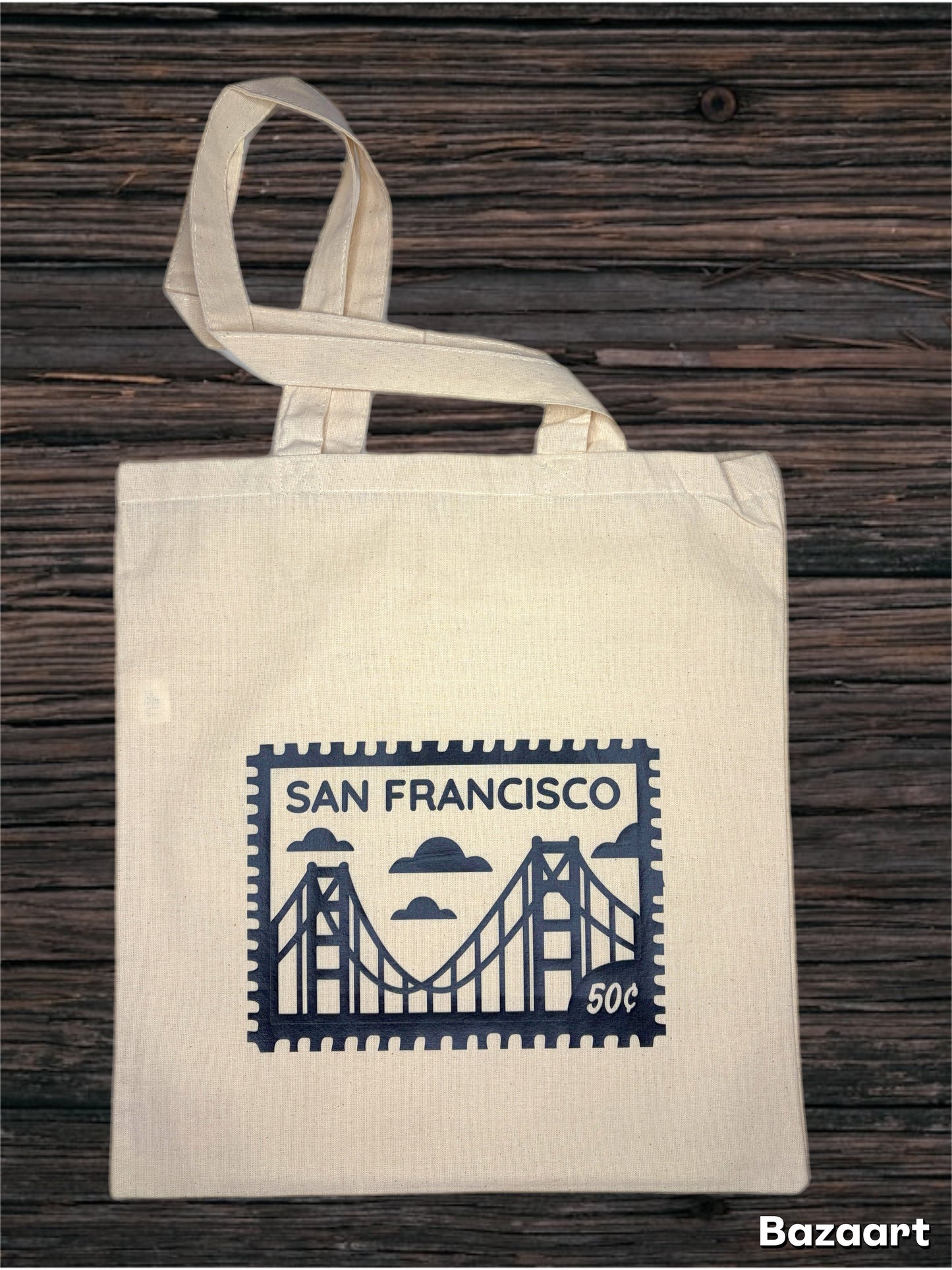 San Francisco Postage Stamp Canvas Tote Bag
