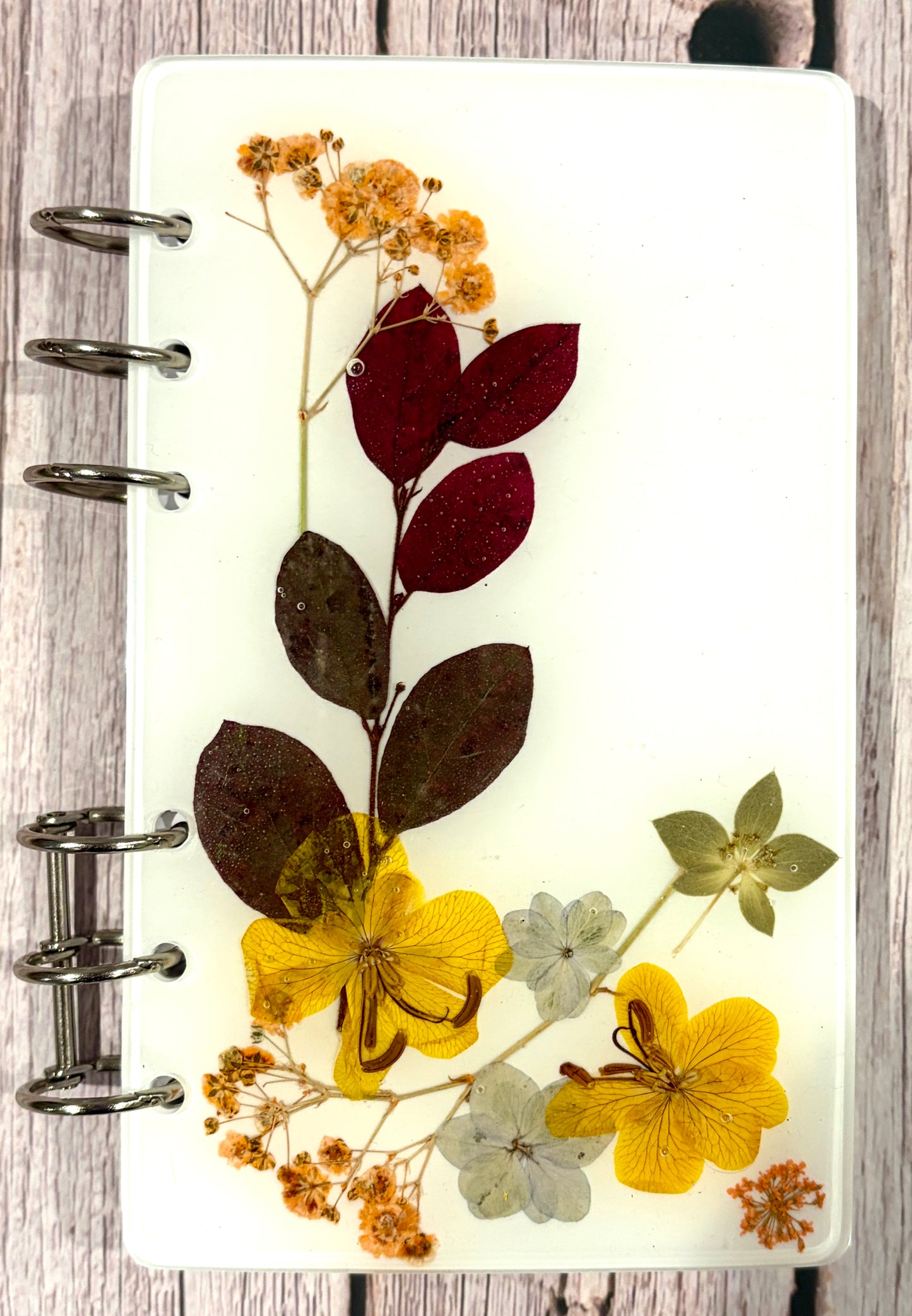 Medium Resin Journal with Pressed Dried Flowers