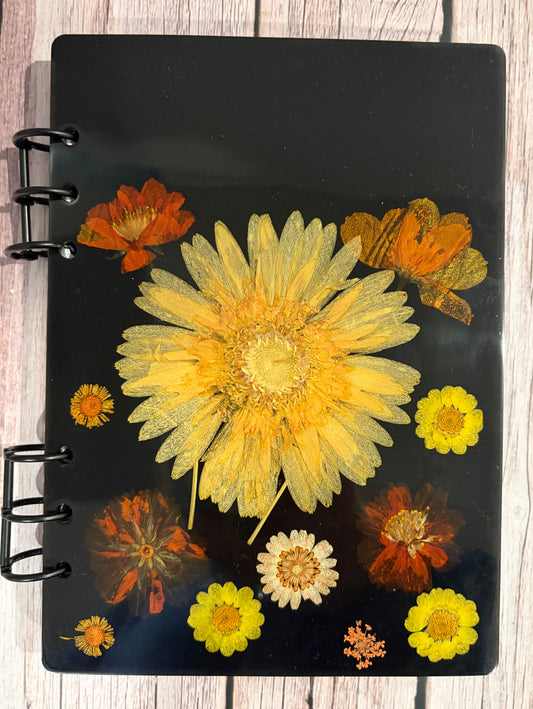 Large Resin Journal with Pressed Dried Flowers