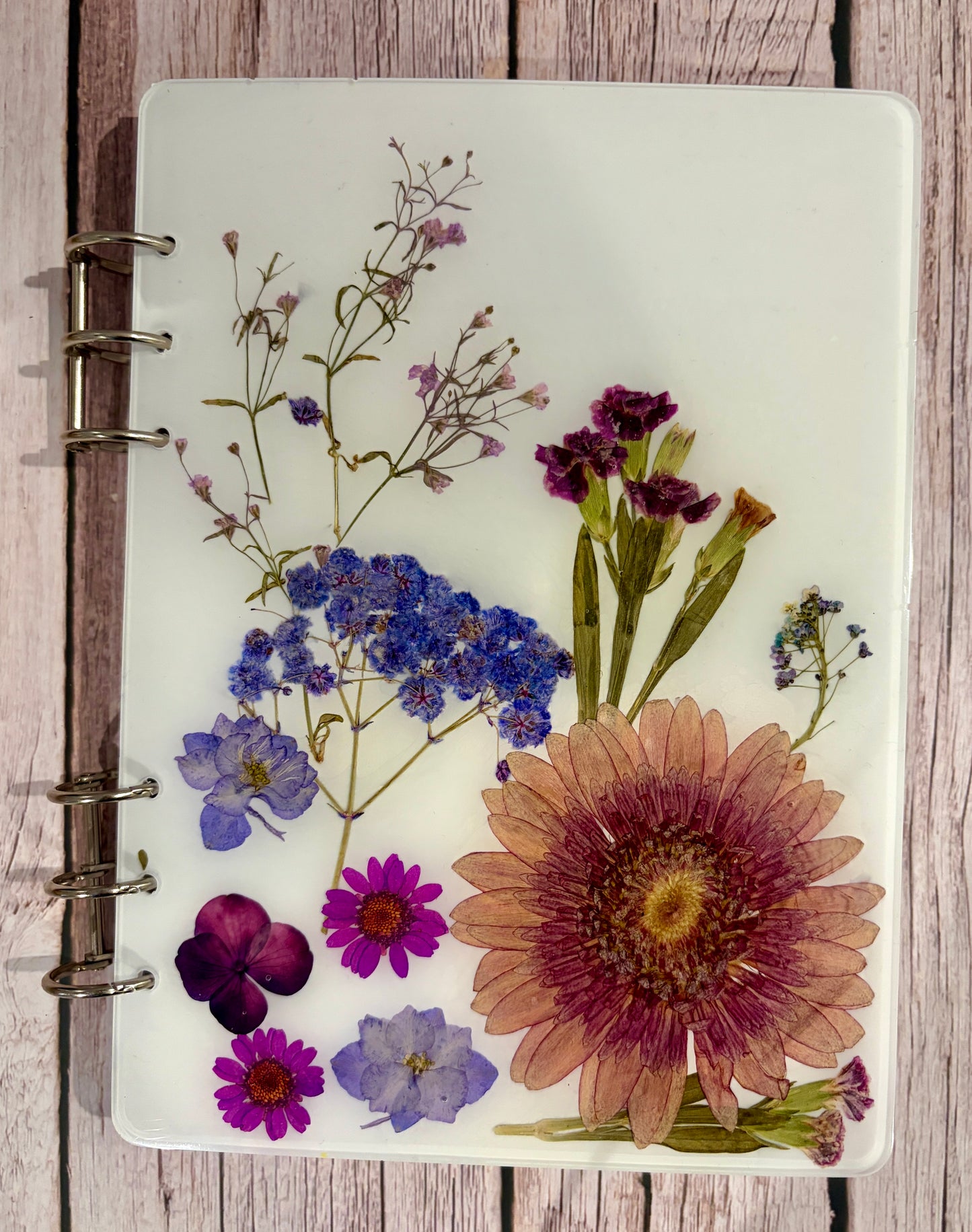 Large Resin Journal with Pressed Dried Flowers